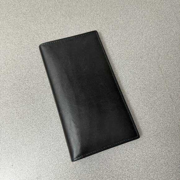 Bosca Checkbook Wallet Black Leather Bi Fold Full Grain Leather USA - Picture 10 of 10